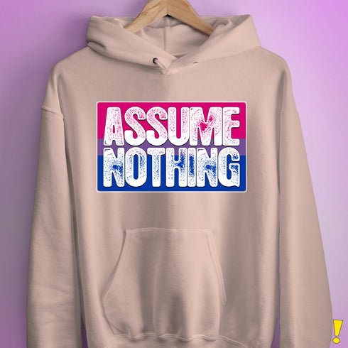 Assume Nothing Bisexual Pride Flag Hoodie - Light Pink